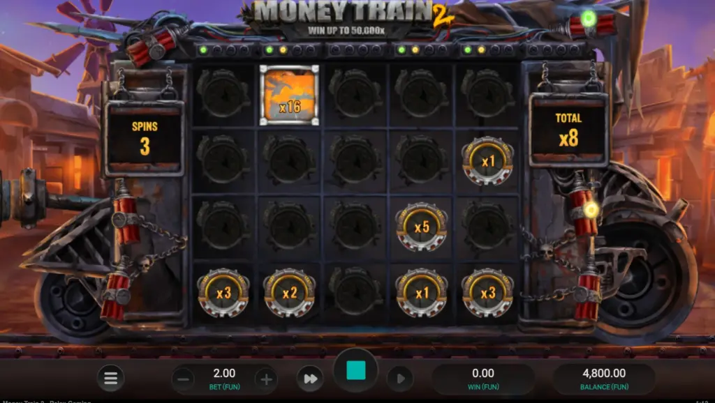 Money Train 2 slot banner with steampunk train and Wild symbols